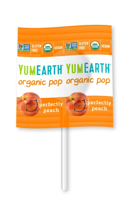 YumEarth Perfectly Peach individually wrapped organic lollipop