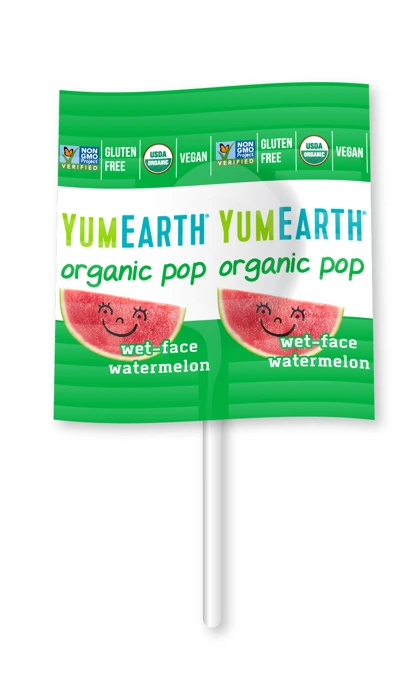 YumEarth Wet-Face Watermelon individually wrapped organic lollipop